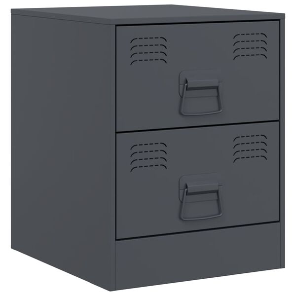 vidaXL Κομοδίνα 2 τεμ. Ανθρακί 34,5 x 39 x 44 εκ. από Χάλυβα