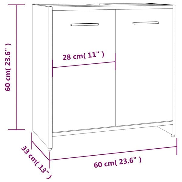 vidaXL Ντουλάπι Μπάνιου Γκρι Sonoma 60x33x60 εκ. Επεξεργασμένο Ξύλο