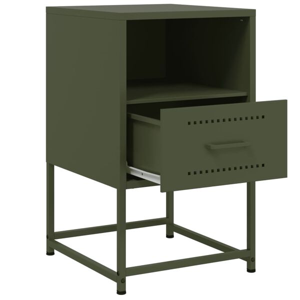 vidaXL Κομοδίνα 2 τεμ. Πράσινο Λαδί 36x39x60,5 εκ. από Χάλυβα