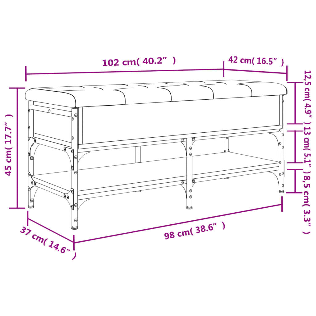 vidaXL Παπουτσοθήκη Sonoma Δρυς 102x42x45 εκ. από Επεξεργασμένο Ξύλο