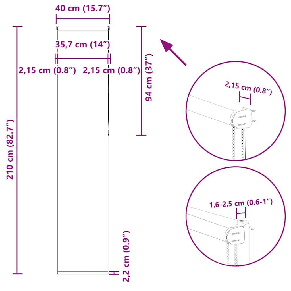 vidaXL Ρολέρ Μπλακάουτ Λευκό 40x210 εκ. Πλάτος υφάσματος 35,7 εκ.
