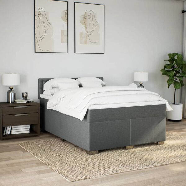 vidaXL &Kappa;&rho;&epsilon;&beta;ά&tau;&iota; Boxspring &mu;&epsilon; &Sigma;&tau;&rho;ώ&mu;&alpha; &Sigma;&kappa;&omicron;ύ&rho;&omicron; &Gamma;&kappa;&rho;&iota; 140x190 &epsilon;&kappa;. &Upsilon;&phi;&alpha;&sigma;&mu;ά&tau;&iota;&nu;&omicron;
