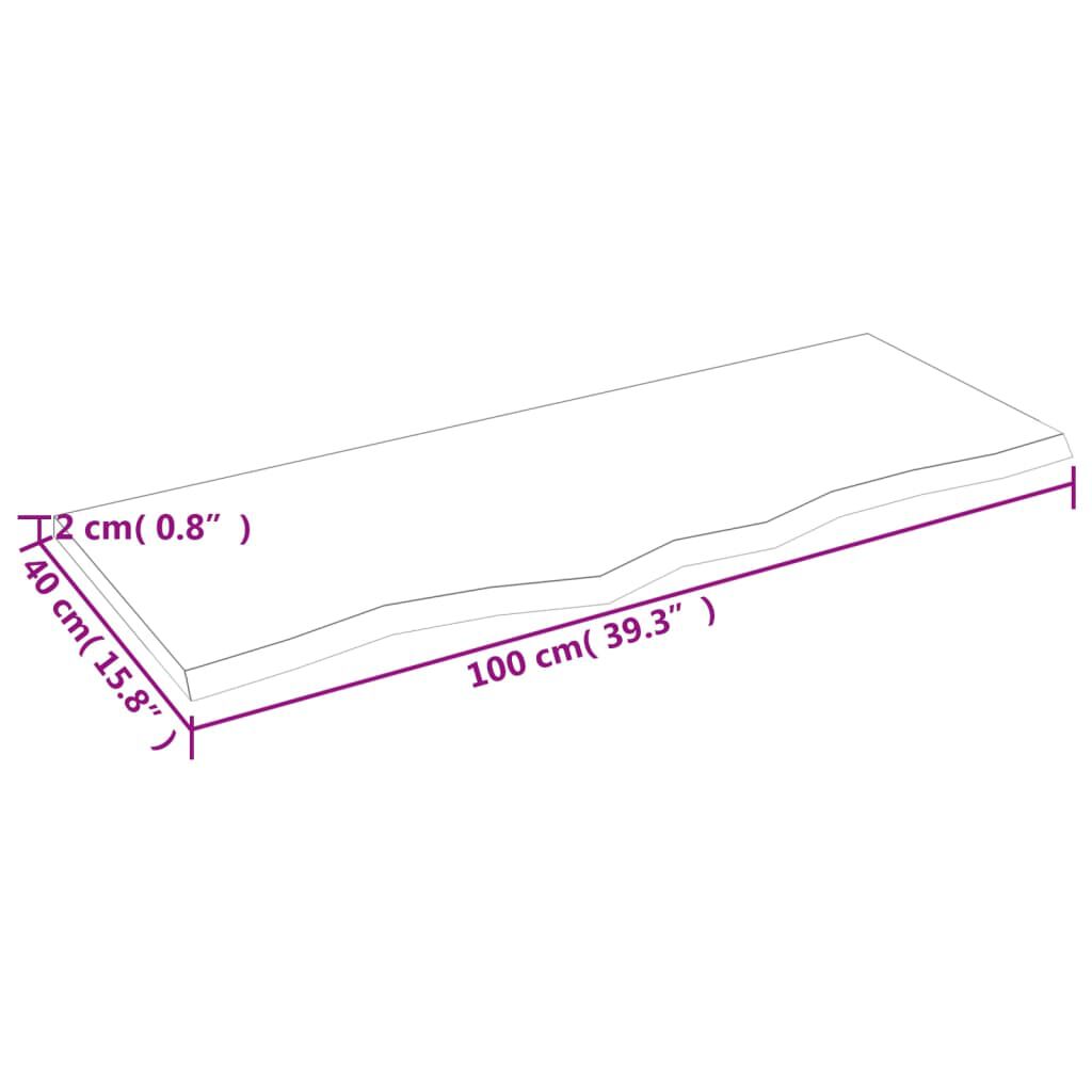 vidaXL Επιφ. Τραπεζιού Σκούρο Καφέ 100x40x2 εκ Επεξ. Μασίφ Ξύλο Δρυός