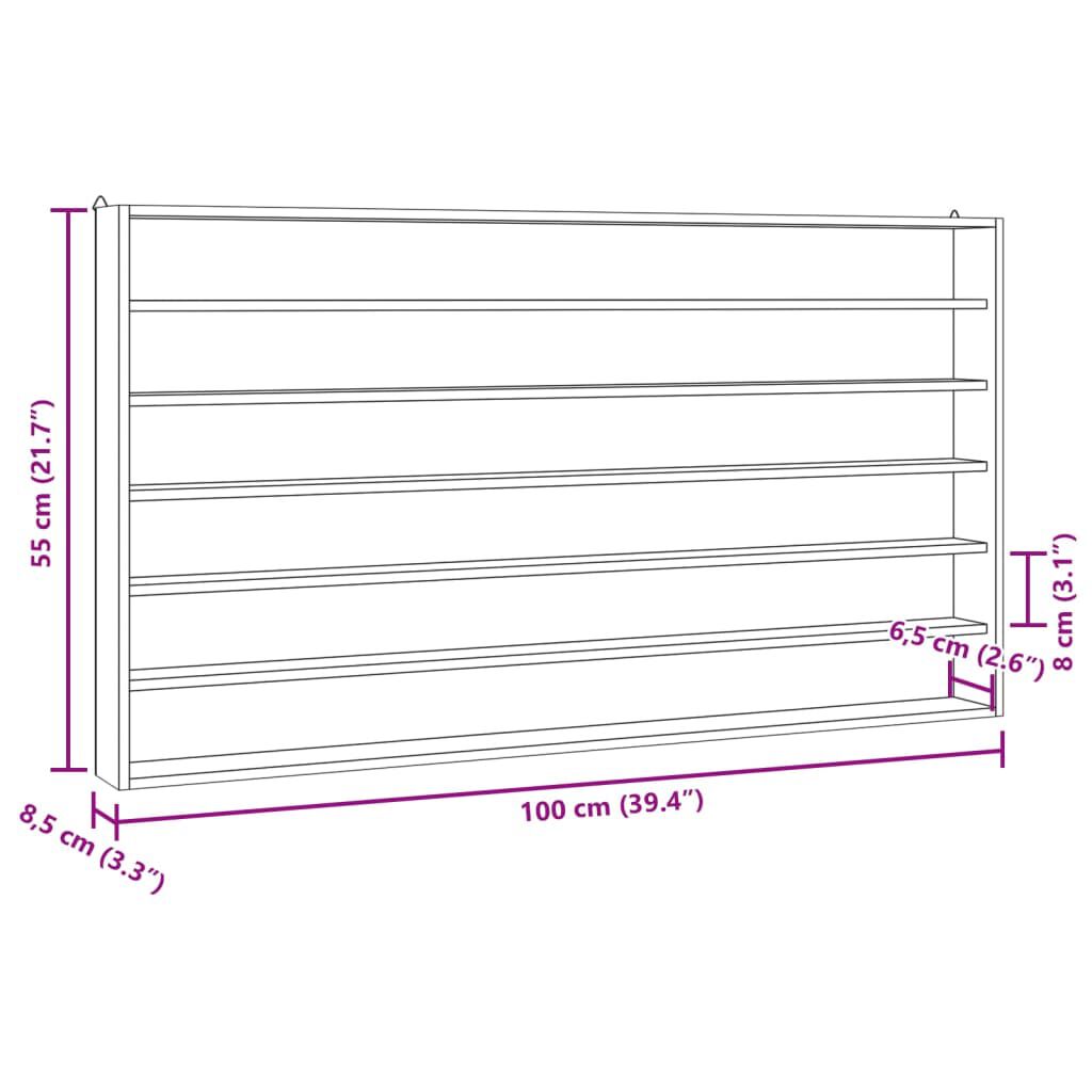 vidaXL Ξύλινη συλλεκτική βιτρίνα με 6 ράφια 100x8,5x55 εκ.