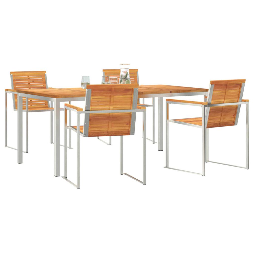 vidaXL Σέτ φαγητού για κήπο 5 pcs Σταθερό Ξύλο Ακακίας