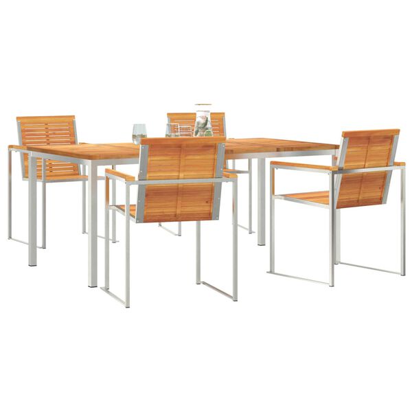vidaXL Σέτ φαγητού για κήπο 5 pcs Σταθερό Ξύλο Ακακίας