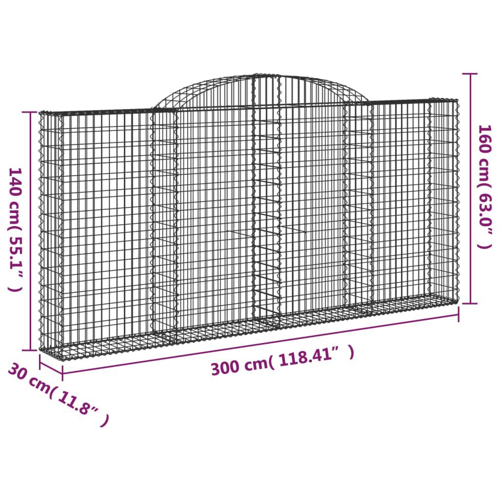 vidaXL Συρματοκιβώτιο Τοξωτό 300x30x140/160εκ. από Γαλβανισμένο Χάλυβα