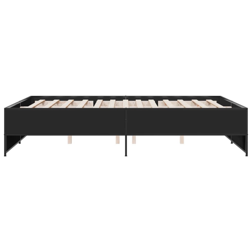 vidaXL Πλαίσιο Κρεβατιού Μαύρο 160x200 εκ. Επεξ. Ξύλο & Μέταλλο
