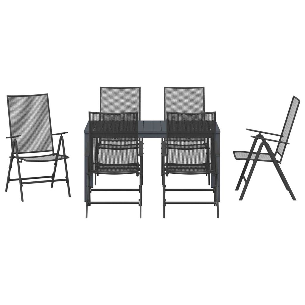 vidaXL Σέτ φαγητού για κήπο 7 pcs Ανθρακί Ατσάλι