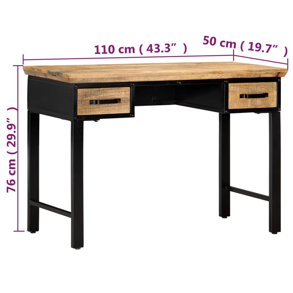 vidaXL Γραφείο 110 x 50 x 76 εκ. από Μασίφ Ξύλο Μάνγκο