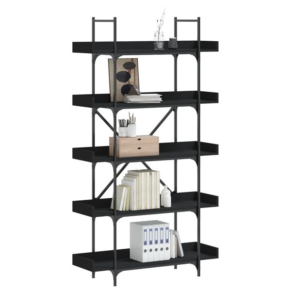 vidaXL Βιβλιοθήκη 5 Επιπέδων Μαύρη 100 x 33 x 180,5 εκ. Επεξεργ. Ξύλο