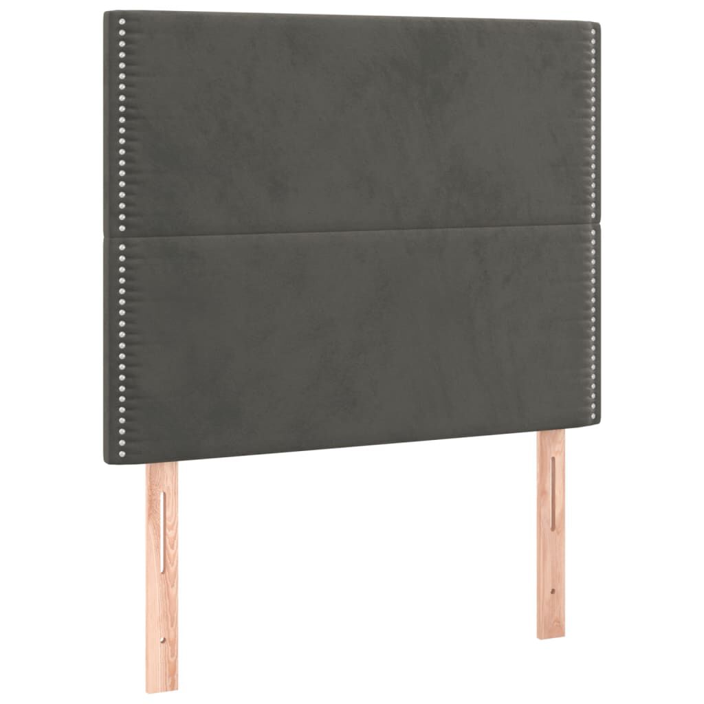 vidaXL Κρεβάτι Boxspring με Στρώμα Σκούρο Γκρι 90x200 εκ. Βελούδινο