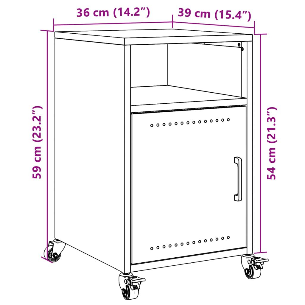 vidaXL Κομοδίνο Ανθρακί 36x39x59 εκ. από Χάλυβα