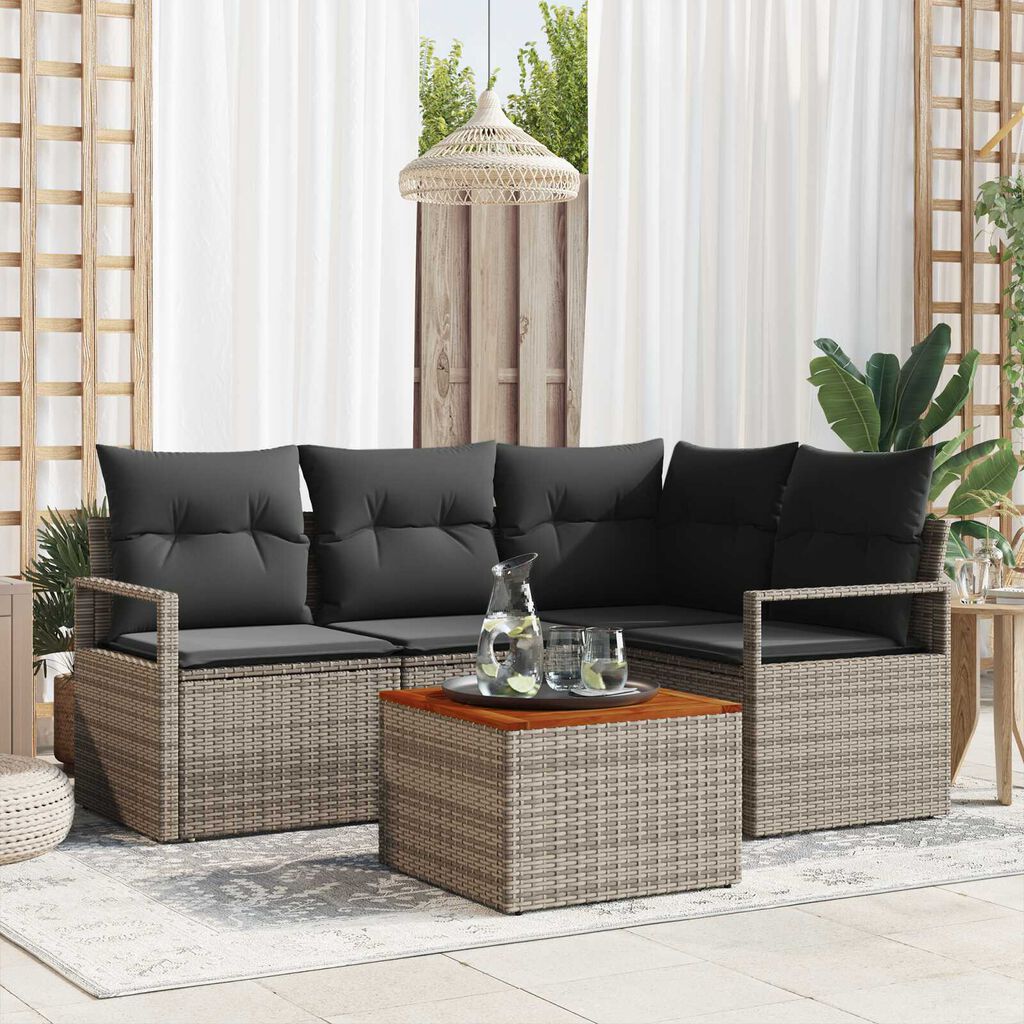 vidaXL Σετ Καναπέ Κήπου 5 pcs Γκρι