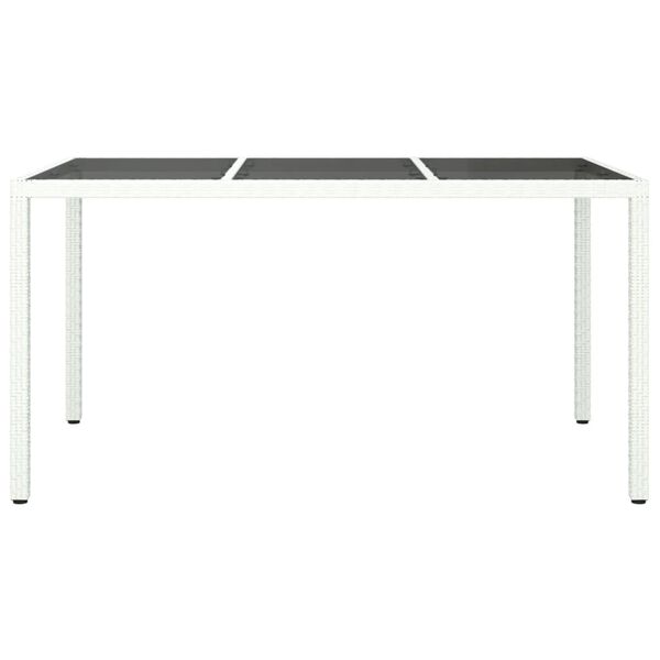 vidaXL Τραπέζι Κήπου Λευκό 150x90x75 εκ. Συνθετικό Ρατάν/Ψημένο Γυαλί