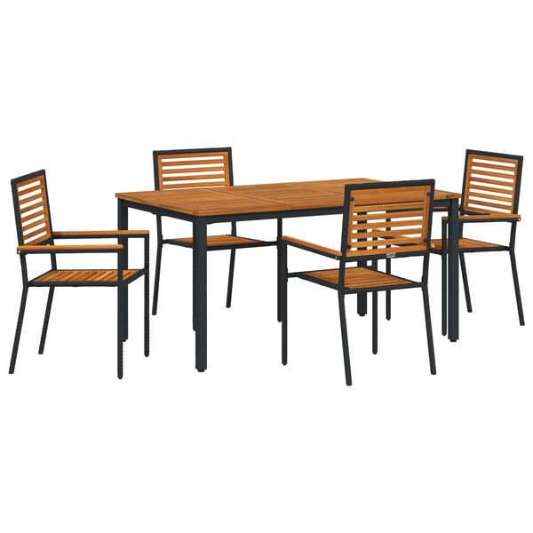 vidaXL Σέτ φαγητού για κήπο 5 pcs Μαύρο 150 x 90 x 75 cm