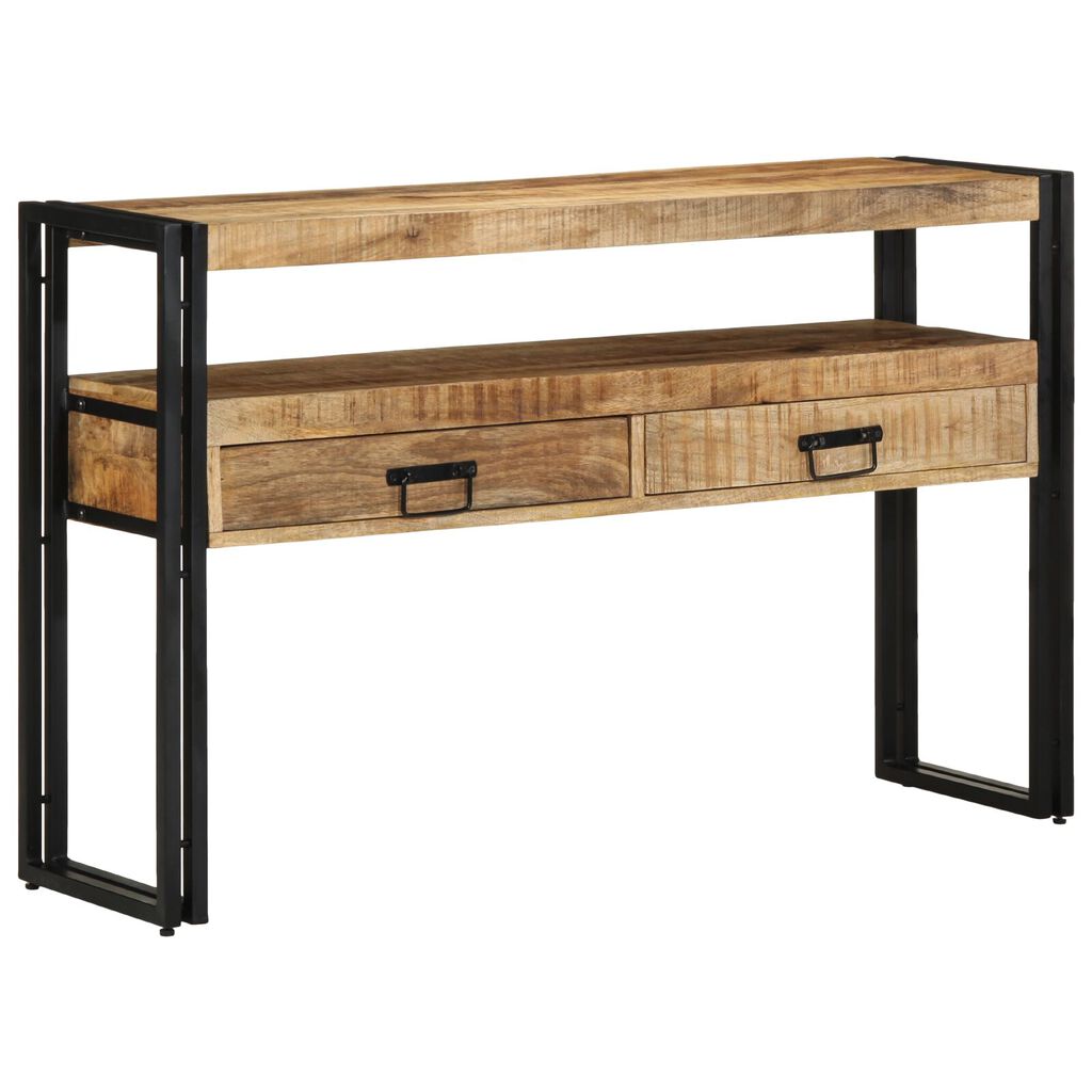 vidaXL Τραπέζια στο κομοδίνο Μαύρο 120x33x75 εκ Μασίφ ξύλο μάνγκο και μέταλλο