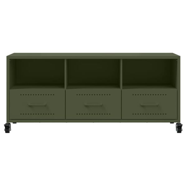 vidaXL Έπιπλο Τηλεόρασης Πράσινο Λαδί 100,5x39x43,5 εκ. από Ατσάλι