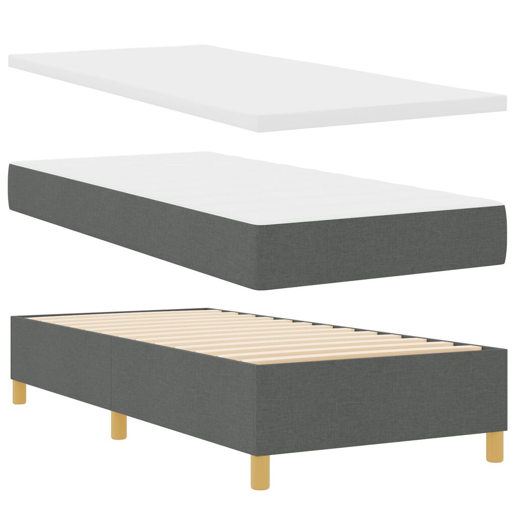 vidaXL Κρεβάτι Box Spring με Στρώμα Σκούρο Γκρι 100x200 εκ. Ύφασμα