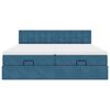 vidaXL Οθωμανικό κρεβάτι με στρώματα & LEDs Σκούρο μπλε Βελούδο