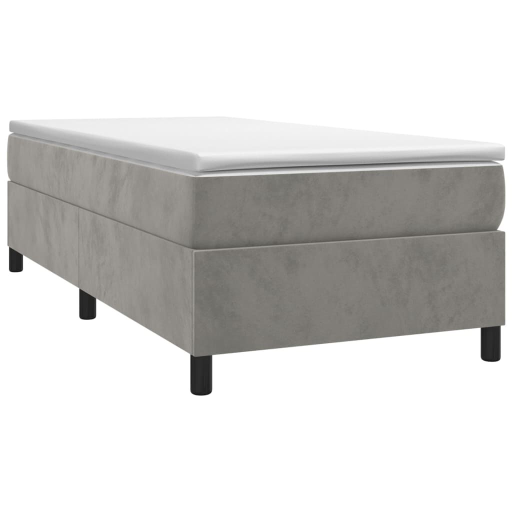 vidaXL Κρεβάτι Boxspring με Στρώμα Ανοιχτό Γκρι 90x190 εκ. Βελούδινο