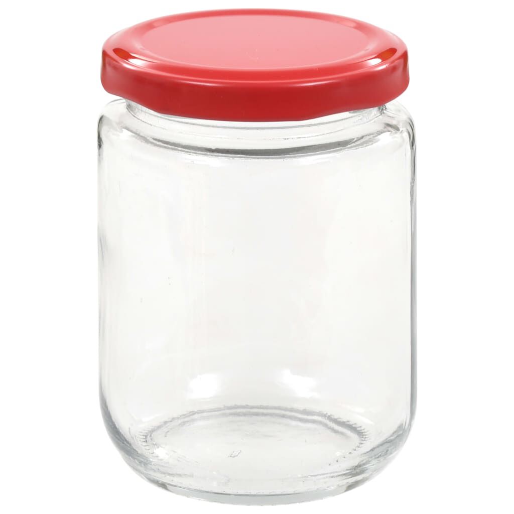 vidaXL Βάζα Μαρμελάδας 48 τεμ. 230 ml Γυάλινα με Κόκκινα Καπάκια