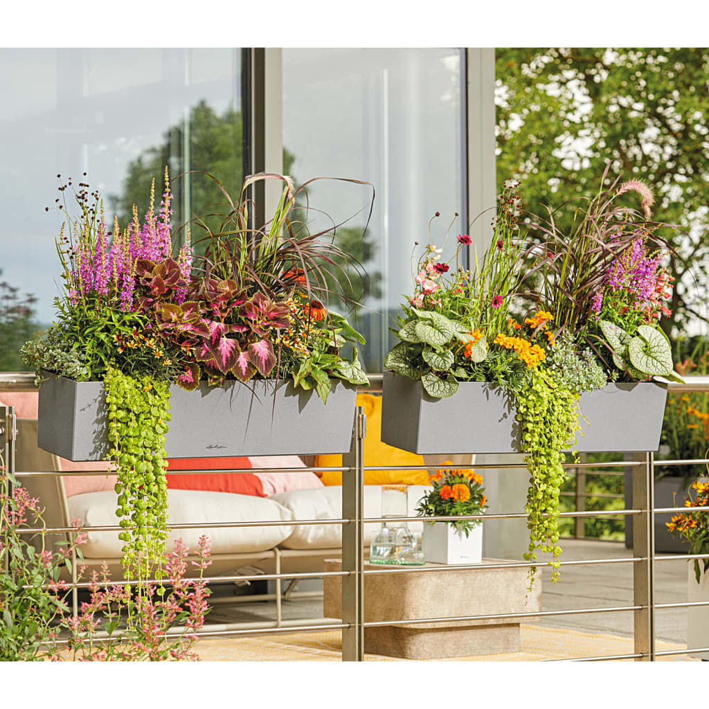 LECHUZA Ζαρντινιέρα Αυτοποτιζόμενη BALCONERA Stone 80 ALL-IN-ONE Γκρι