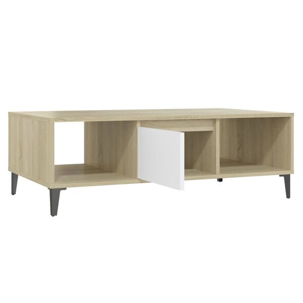 vidaXL Τραπεζάκι Σαλονιού Λευκό/Sonoma Δρυς 103,5x60x35εκ. Επεξ. Ξύλο