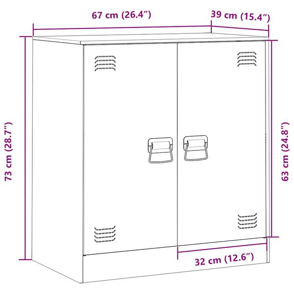 vidaXL Μπουφές Ανθρακί 67x39x73 εκ. από Ατσάλι
