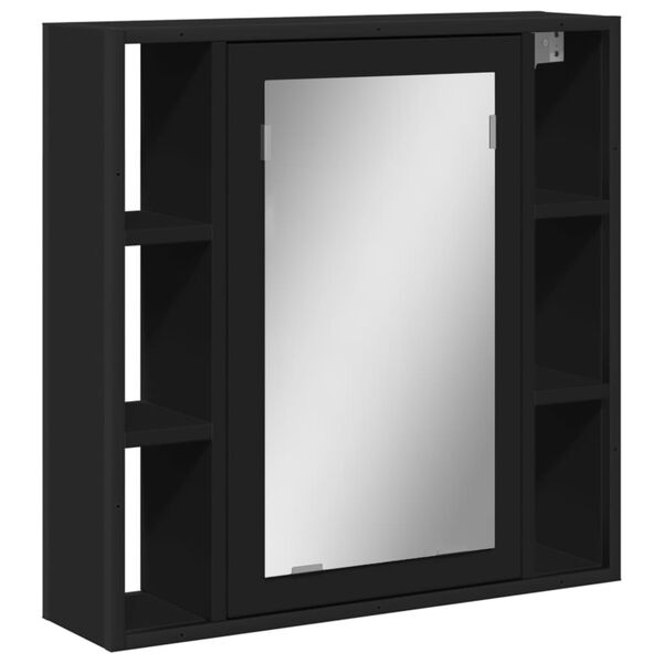 vidaXL Καθρέφτης Μπάνιου με Ντουλάπι Μαύρος 60x16x60 εκ. Επεξ. Ξύλο