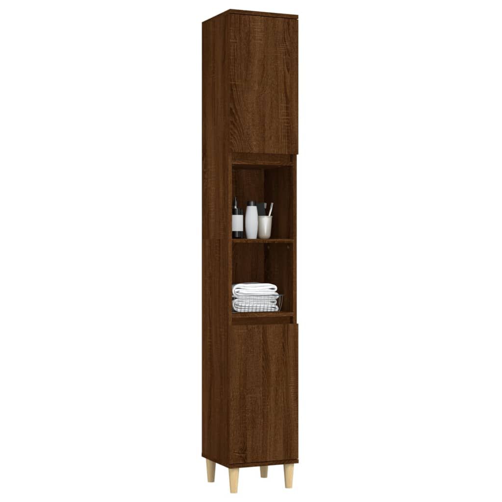 vidaXL Ντουλάπι Μπάνιου Καφέ Δρυς 30x30x190 εκ. Επεξεργασμένο Ξύλο