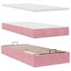 vidaXL Οθωμανικό κρεβάτι με στρώματα ροζ 200x200cm Velvet