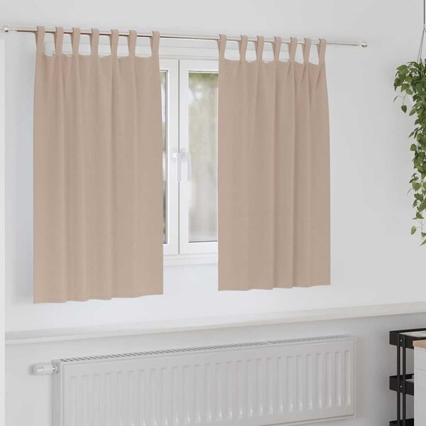 vidaXL Κουρτίνες Μαύρης Ύφανσης με Δαχτυλίδια 2 pcs Taupe 140 x 140 cm