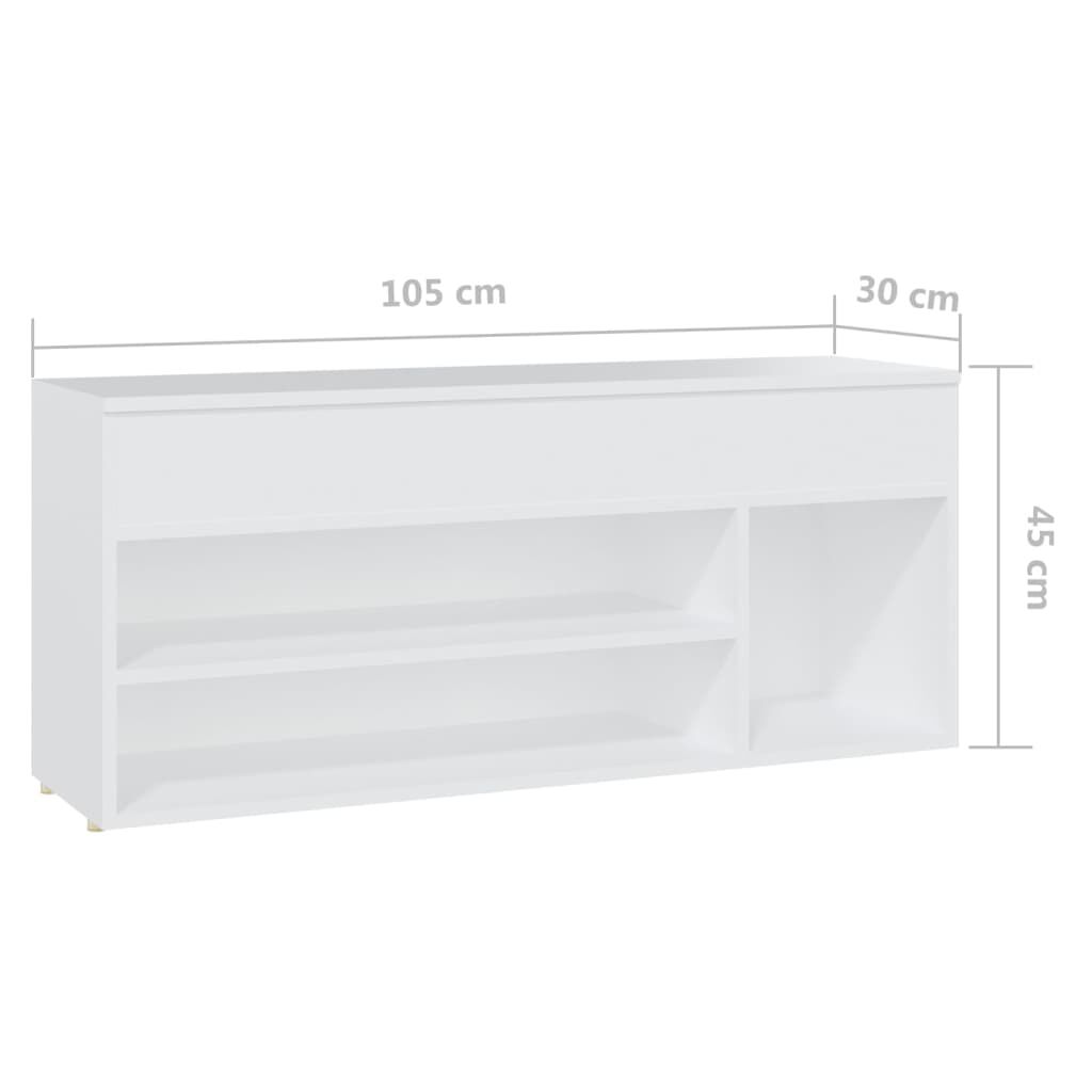 vidaXL Παπουτσοθήκη Λευκή 105 x 30 x 45 εκ. από Επεξ. Ξύλο