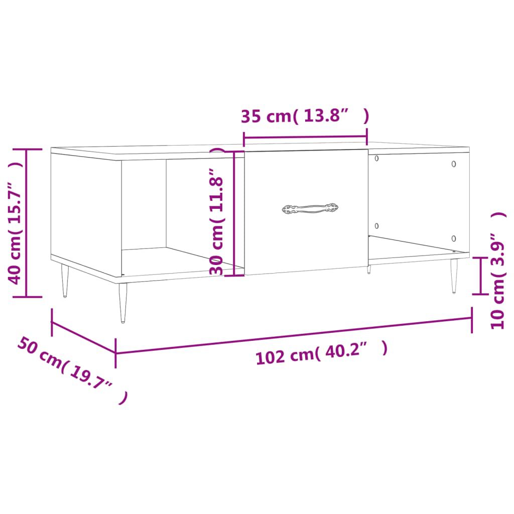 vidaXL Τραπεζάκι Σαλονιού Λευκό 102x50x40 εκ. από Επεξεργασμένο Ξύλο