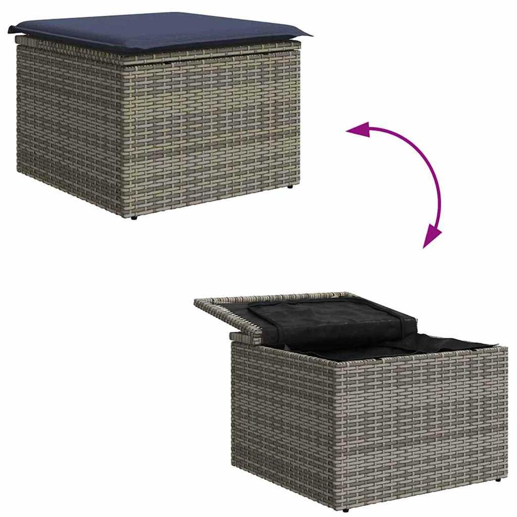 vidaXL Σκαμπό Κήπου Γκρι 55 x 55 x 37εκ συνθετικό ρατάν
