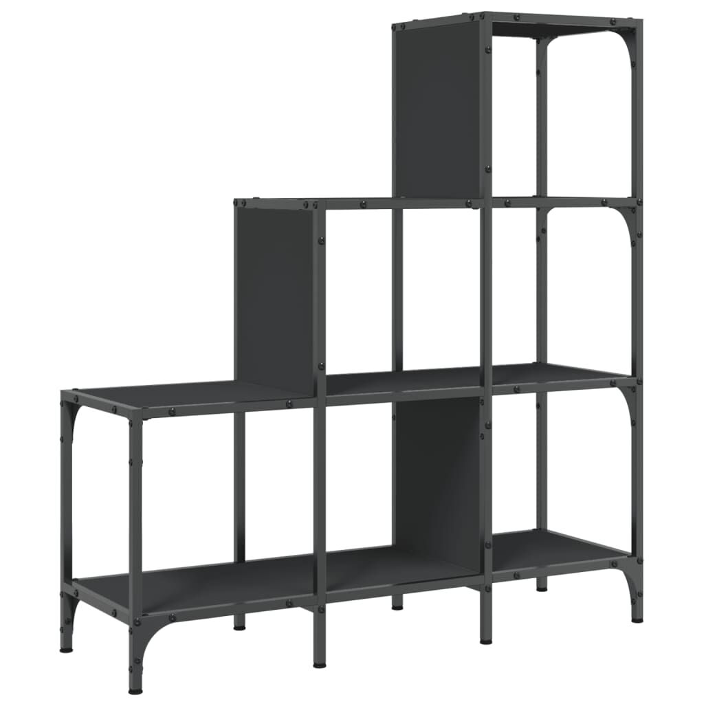 vidaXL Βιβλιοθήκη Μαύρη 92x30x102 εκ. Επεξεργασμένο Ξύλο & Μέταλλο