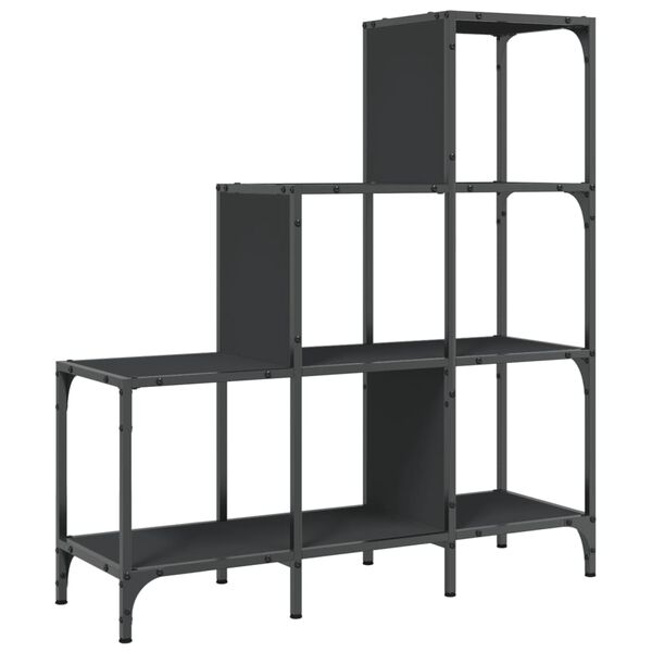 vidaXL Βιβλιοθήκη Μαύρη 92x30x102 εκ. Επεξεργασμένο Ξύλο & Μέταλλο