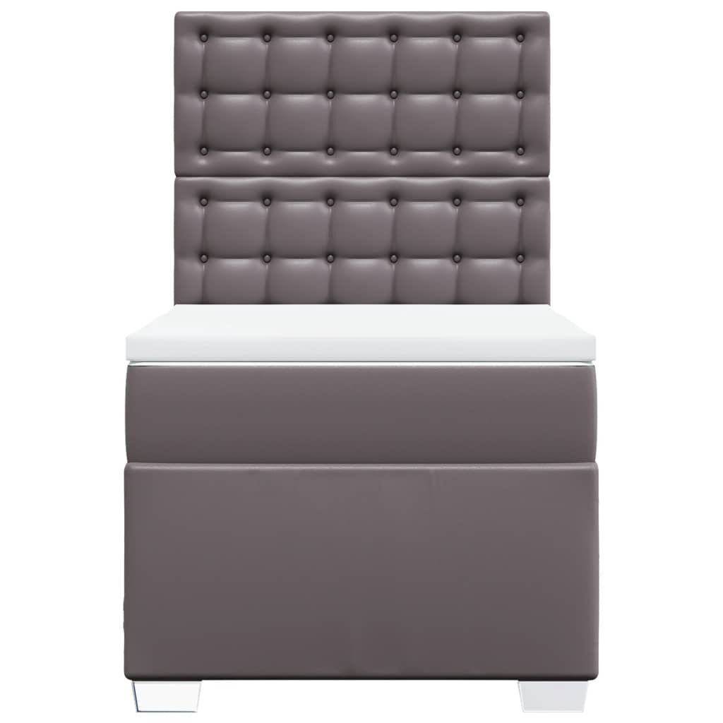 vidaXL Κρεβάτι Boxspring με Στρώμα Γκρι 90x200 εκ. από Συνθετικό Δέρμα