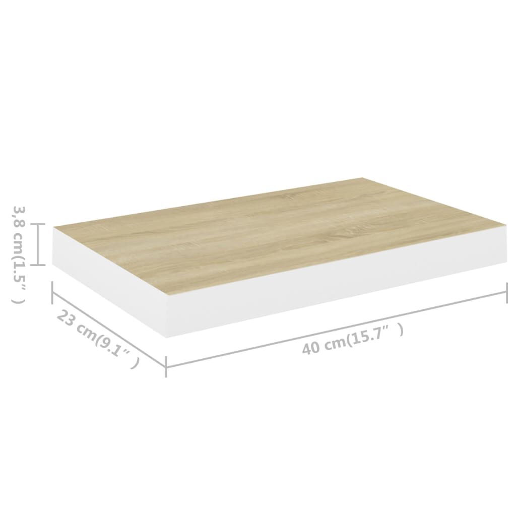 vidaXL Ράφι Τοίχου Δρυς/Άσπρο 40x23x3,8 εκ. MDF
