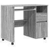 vidaXL Γραφείο με Ρόδες Γκρι 91 x 50 x 77 εκ. Επεξεργασμένο ξύλο