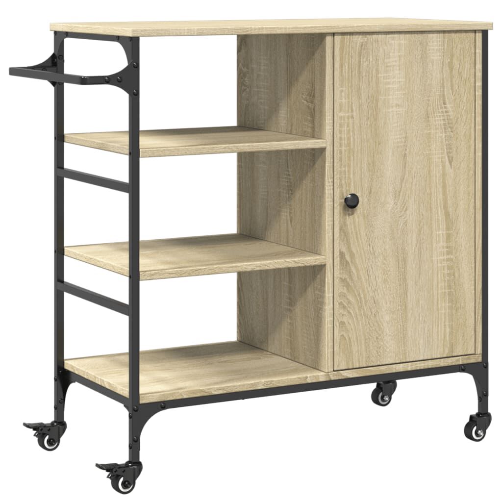 vidaXL Τρόλεϊ Κουζίνας Sonoma Δρυς 87,5x38,5x84,5 εκ. Επεξ. Ξύλο