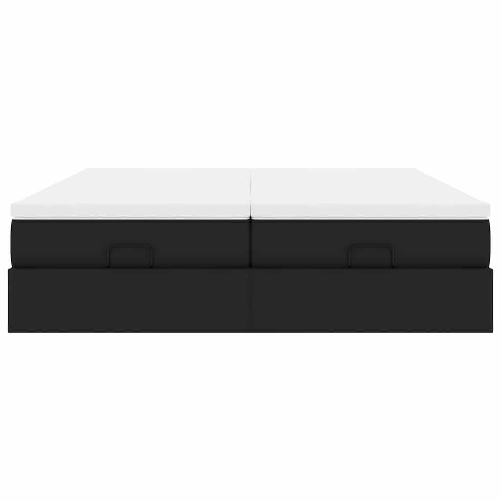 vidaXL Οθωμανικό κρεβάτι με στρώματα Μαύρο 200x200cm Faux Leather