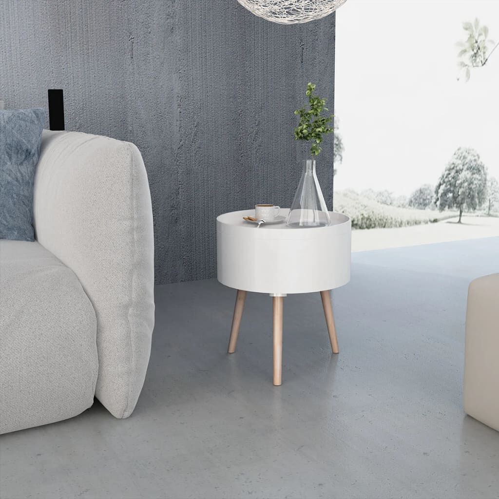vidaXL Τραπέζι - Δίσκος Στρογγυλό Λευκό 39,5 x 44,5 εκ.