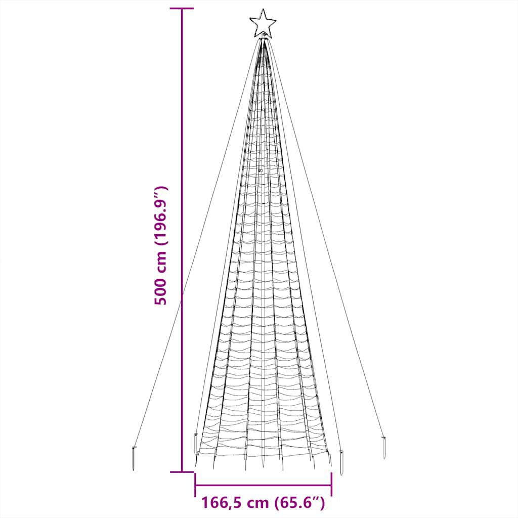vidaXL Χριστουγεννιάτικο δέντρο LED με αιχμές 1534 LED Ζεστό Λευκό