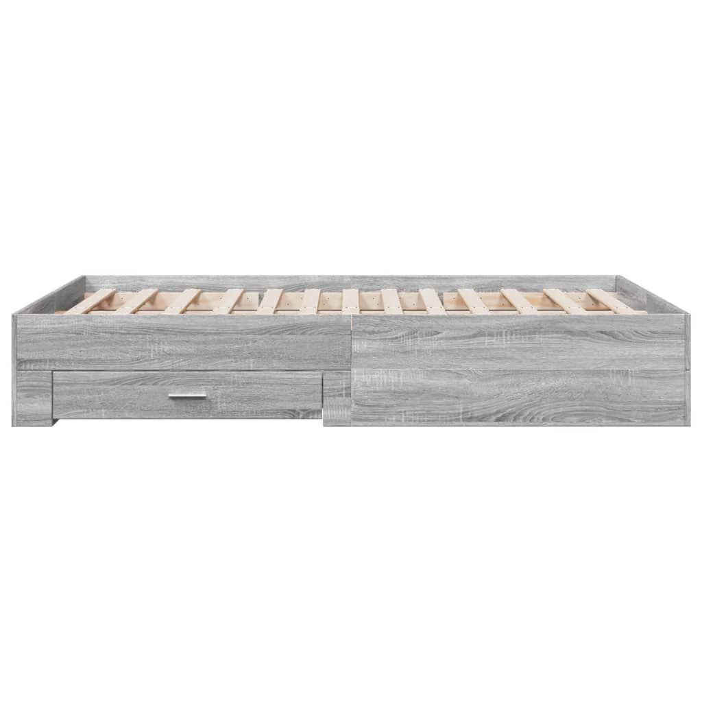 vidaXL Πλαίσιο Κρεβατιού με συρτάρια Γκρι sonoma 140x190εκ. Επεξ. Ξύλο