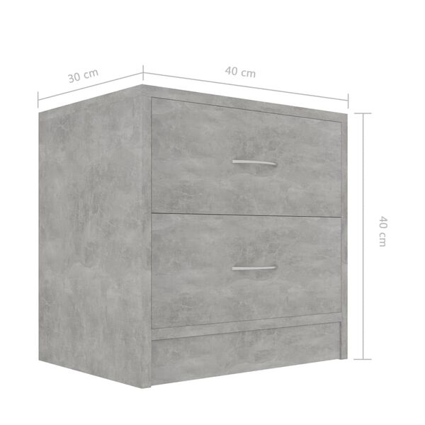 vidaXL Κομοδίνο Γκρι του Σκυροδέματος 40 x 30 x 40 εκ. από Επεξ. Ξύλο