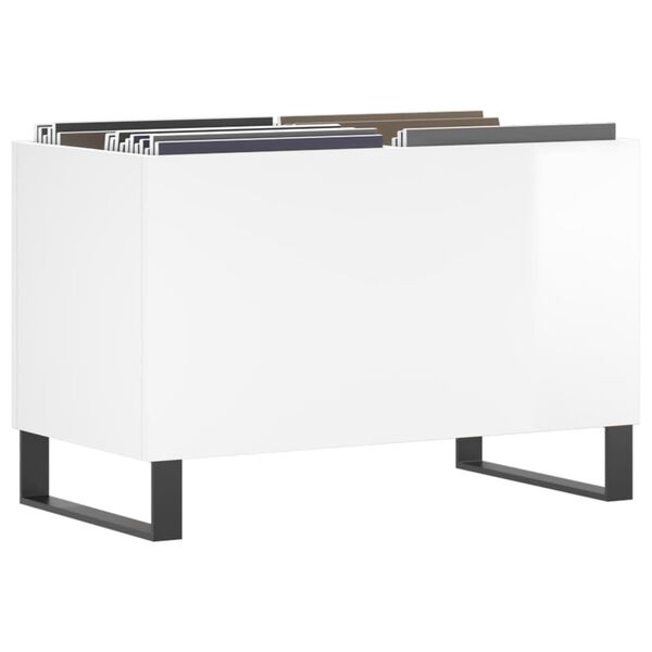 vidaXL Δισκοθήκη Γυαλιστερή Λευκή 74,5x38x48 εκ. Επεξεργασμένο Ξύλο