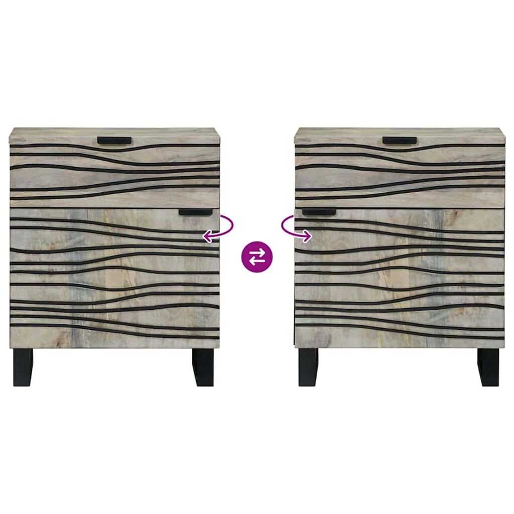vidaXL Κομοδίνο Λευκό και μαύρο 50 x 33 x 60 εκ Μασίφ ξύλο μάνγκο