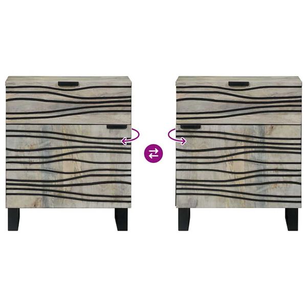 vidaXL Κομοδίνο Λευκό και μαύρο 50 x 33 x 60 εκ Μασίφ ξύλο μάνγκο